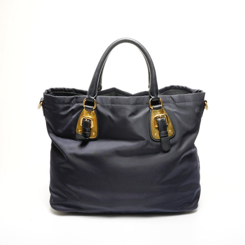 PRADA Nylon 2-Wege-Einkaufstasche Marineblau WS25933