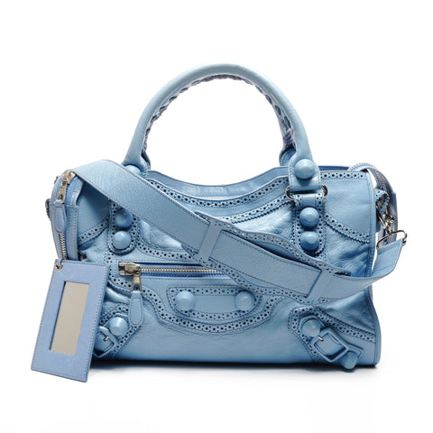 BALENCIAGA Giant City Leather 2-way Light Blue Shoulder Bag blue WS25935