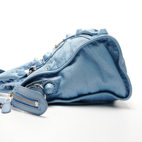 BALENCIAGA Giant City Leder 2-Wege Hellblaue Umhängetasche blau WS25935