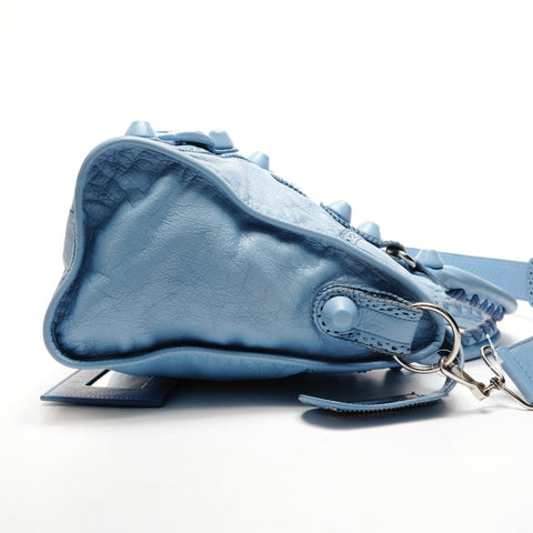 BALENCIAGA Giant City Leder 2-Wege Hellblaue Umhängetasche blau WS25935