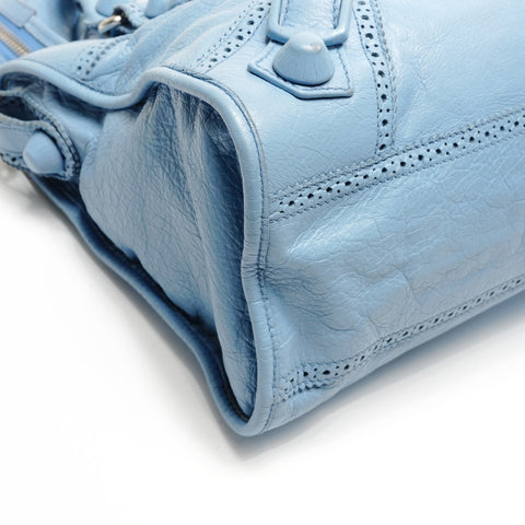BALENCIAGA Giant City Leder 2-Wege Hellblaue Umhängetasche blau WS25935