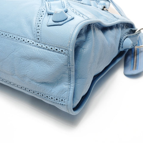BALENCIAGA Giant City Leder 2-Wege Hellblaue Umhängetasche blau WS25935