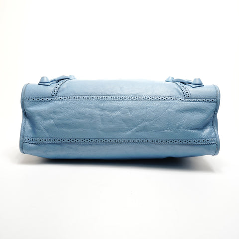 BALENCIAGA Giant City Leder 2-Wege Hellblaue Umhängetasche blau WS25935