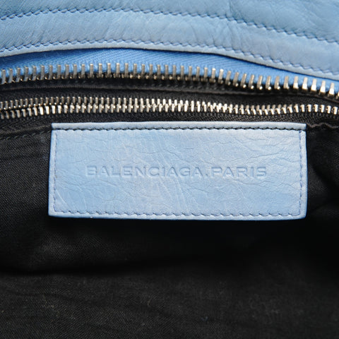 BALENCIAGA Giant City Leder 2-Wege Hellblaue Umhängetasche blau WS25935