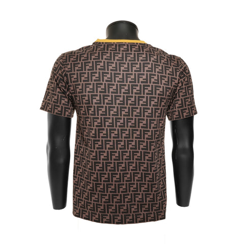 FENDI 棉质 Zucca 图案 XS 短袖 T 恤 棕色 WS25936