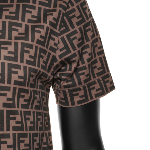 FENDI 棉质 Zucca 图案 XS 短袖 T 恤 棕色 WS25936