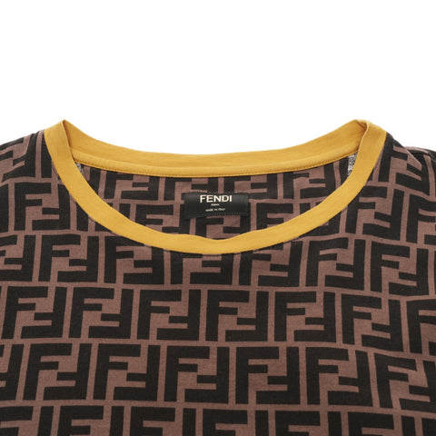 FENDI 棉质 Zucca 图案 XS 短袖 T 恤 棕色 WS25936
