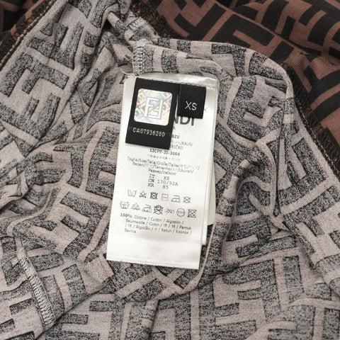 FENDI 棉质 Zucca 图案 XS 短袖 T 恤 棕色 WS25936