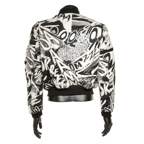 CELINE x CHRISTIAN MARCLAY 19SS 夹克 Christian Marclay 印花全覆盖飞行员夹克 黑色 WS25939