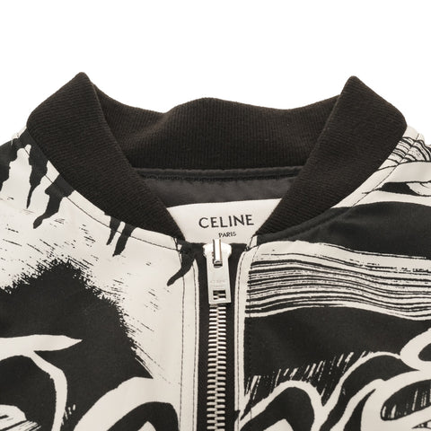 CELINE x CHRISTIAN MARCLAY 19SS 夹克 Christian Marclay 印花全覆盖飞行员夹克 黑色 WS25939