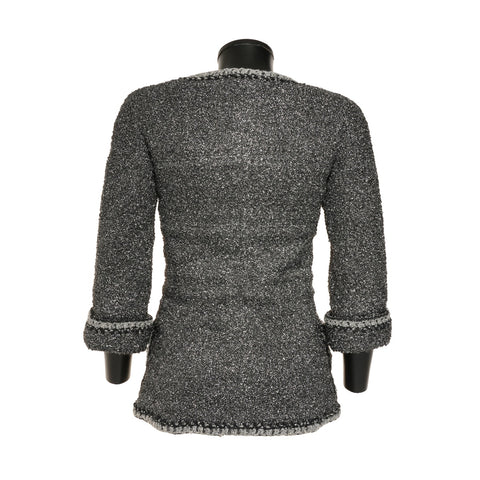 CHANEL 34 码金属花呢 P47860 金属色双排扣 34 码 2014 夹克银色 WS25944