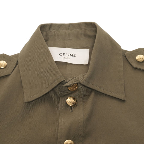 CELINE 34 Cotton Khaki Triomphe Button one piece green WS25949