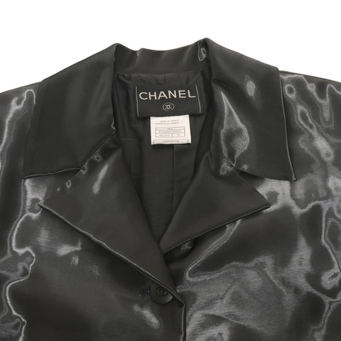 CHANEL 光面反光云纹 00A P15830 深灰色醋酸纤维 36 涂层黑色 WS25952