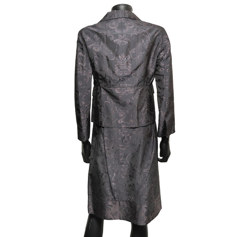 CELINE 花卉刺绣 尺寸：38 套装裙子 丝绸 x 人造丝套装 黑色 WS25953