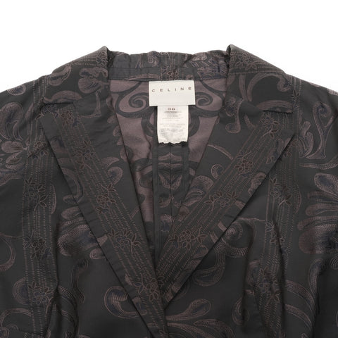 CELINE 花卉刺绣 尺寸：38 套装裙子 丝绸 x 人造丝套装 黑色 WS25953
