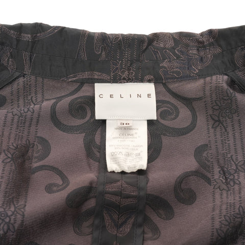 CELINE 花卉刺绣 尺寸：38 套装裙子 丝绸 x 人造丝套装 黑色 WS25953