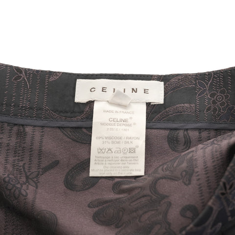 CELINE 花卉刺绣 尺寸：38 套装裙子 丝绸 x 人造丝套装 黑色 WS25953