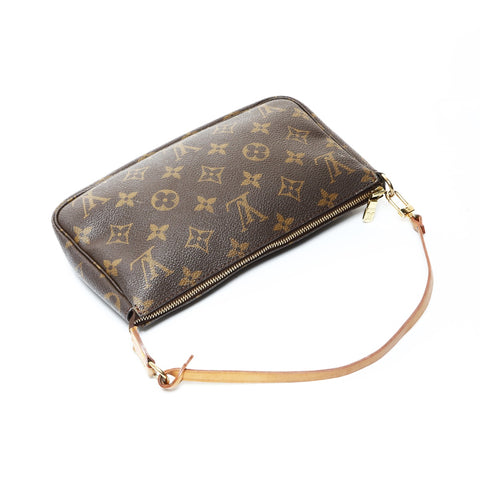 LOUIS VUITTON 2000 Accessoires Monogram Pochette Handbag Brown WS25956