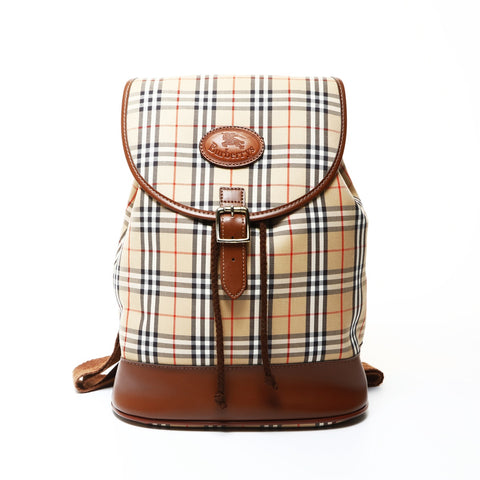 BURBERRY Canvas Leather Nova Check Backpack  Daypack Brown WS25960