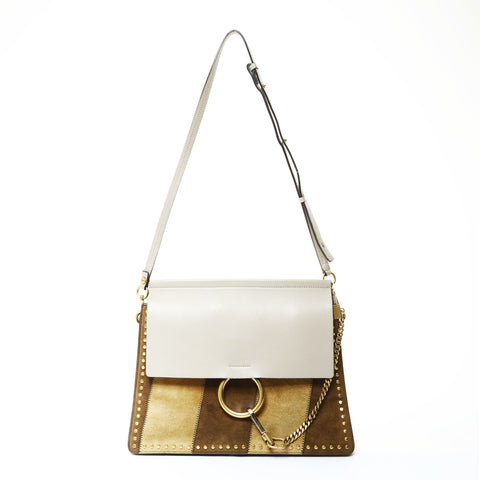 Chloe Faye Leather Suede Shoulder Bag Brown WS25963