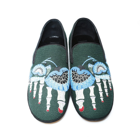 LOEWE bestickte Slip-Ons, Größe: 43, 27,9 cm, Slip-on, Baumwolle, grün, WS25964