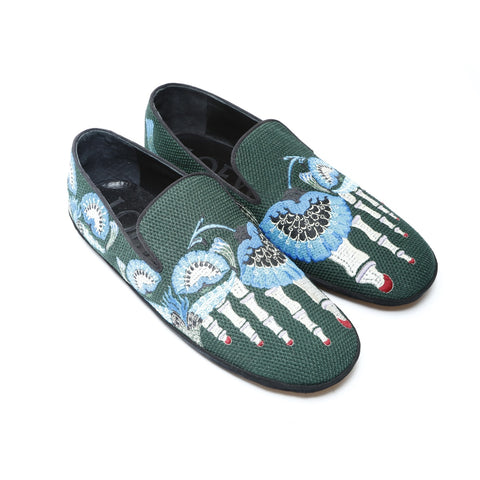 LOEWE bestickte Slip-Ons, Größe: 43, 27,9 cm, Slip-on, Baumwolle, grün, WS25964