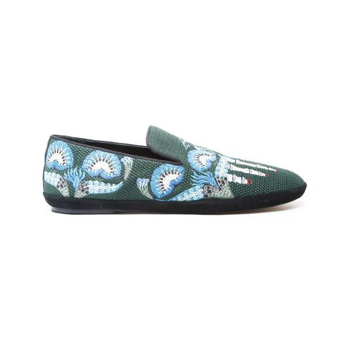 LOEWE bestickte Slip-Ons, Größe: 43, 27,9 cm, Slip-on, Baumwolle, grün, WS25964