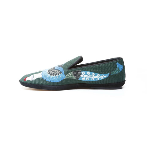LOEWE bestickte Slip-Ons, Größe: 43, 27,9 cm, Slip-on, Baumwolle, grün, WS25964