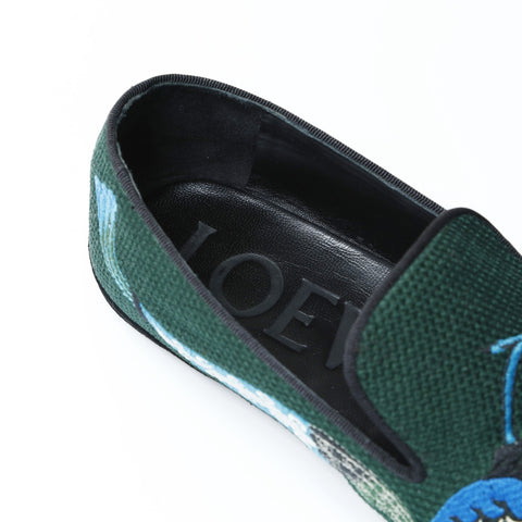 LOEWE bestickte Slip-Ons, Größe: 43, 27,9 cm, Slip-on, Baumwolle, grün, WS25964