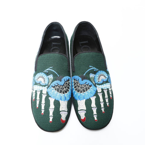 LOEWE bestickte Slip-Ons, Größe: 43, 27,9 cm, Slip-on, Baumwolle, grün, WS25964