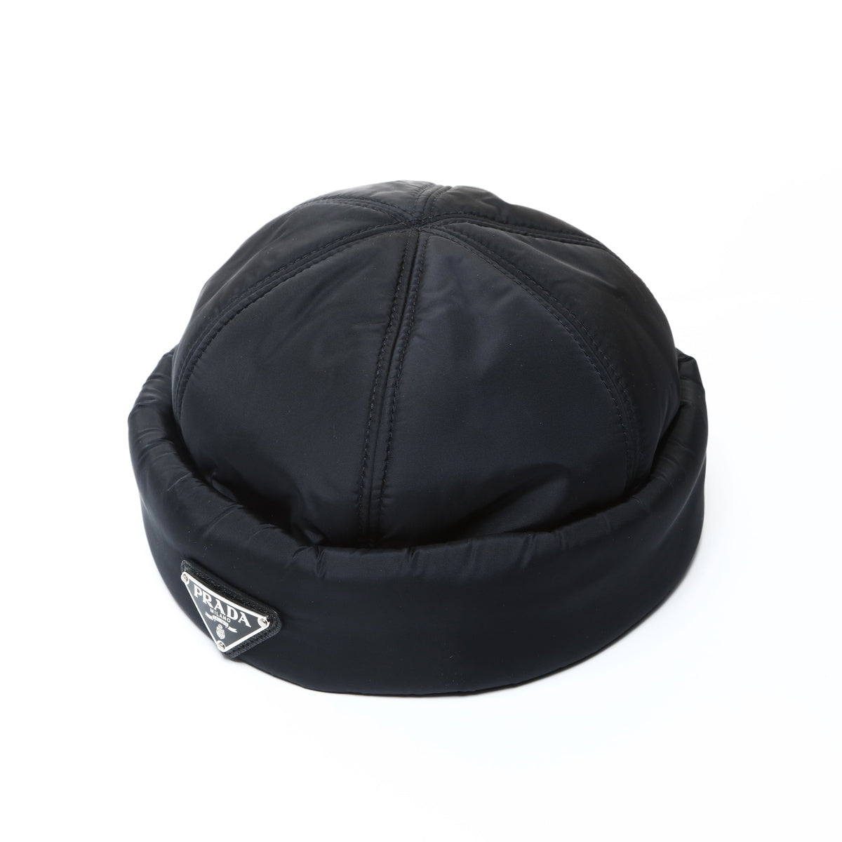 PRADA Re-Nylon XL Padded Beanie Fisherman Cap with Triangle Logo