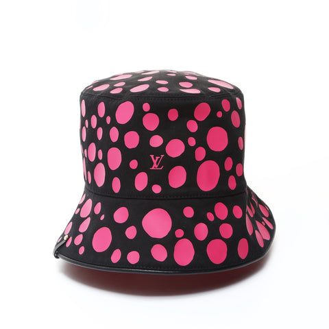 LOUIS VUITTON x Yayoi Kusama 合作棉质双面水桶包，粉色，22.8 英寸帽子黑色 WS25967