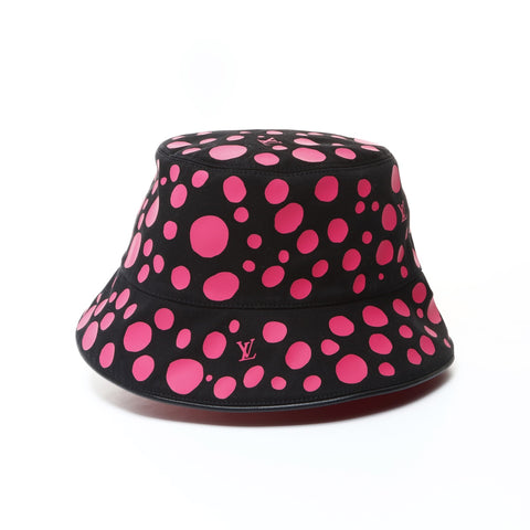 LOUIS VUITTON x Yayoi Kusama 合作棉质双面水桶包，粉色，22.8 英寸帽子黑色 WS25967