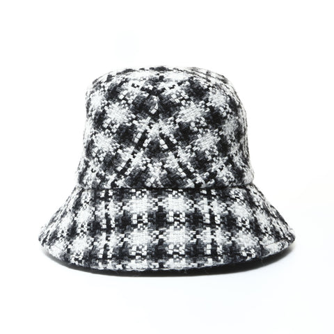 CHANEL 羊毛花呢桶帽，小帽黑色 WS25968