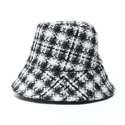 CHANEL 羊毛花呢桶帽，小帽黑色 WS25968