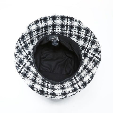 CHANEL 羊毛花呢桶帽，小帽黑色 WS25968