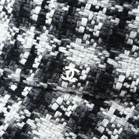 CHANEL 羊毛花呢桶帽，小帽黑色 WS25968