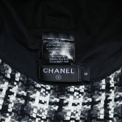 CHANEL 羊毛花呢桶帽，小帽黑色 WS25968
