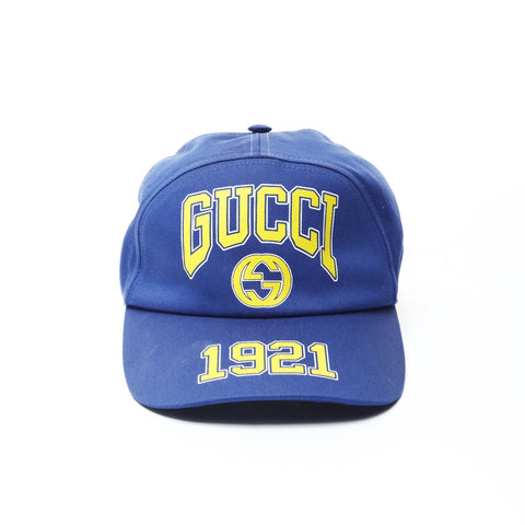 GUCCI 徽标棉质中号 22.8 英寸帽子蓝色 WS25970