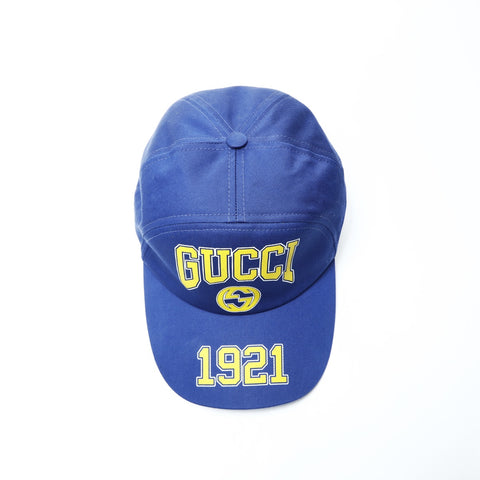 GUCCI 徽标棉质中号 22.8 英寸帽子蓝色 WS25970