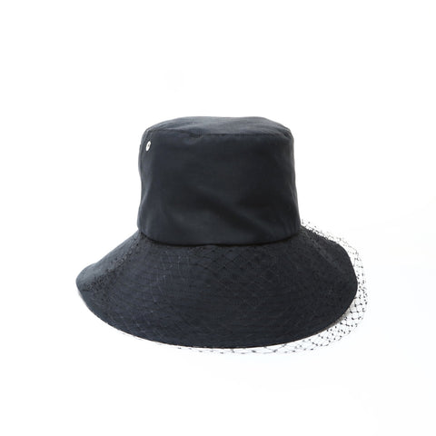 Christian Dior 95TDD924G130 58 Teddy-D 宽檐鲍勃帽带面纱帽子黑色 WS25971