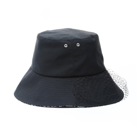 Christian Dior 95TDD924G130 58 Teddy-D 宽檐鲍勃帽带面纱帽子黑色 WS25971