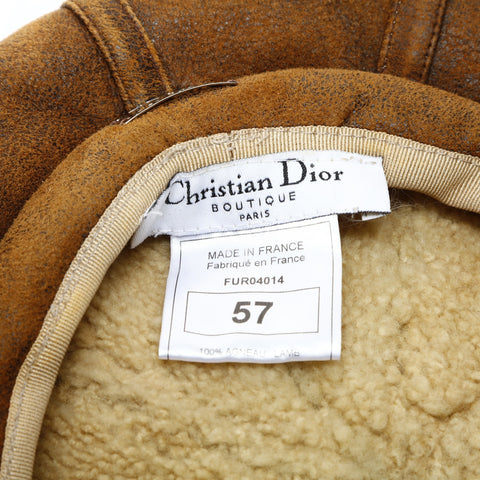Christian Dior Mouton Newsboy Cap Street Chic 绒面革帽子 棕色 WS25972