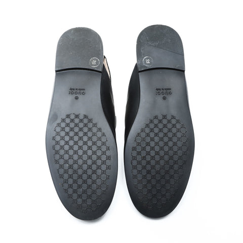 GUCCI Princetown Leather Mule Horsebit Flats, Size 33 (8.1") loafers leather black WS26000