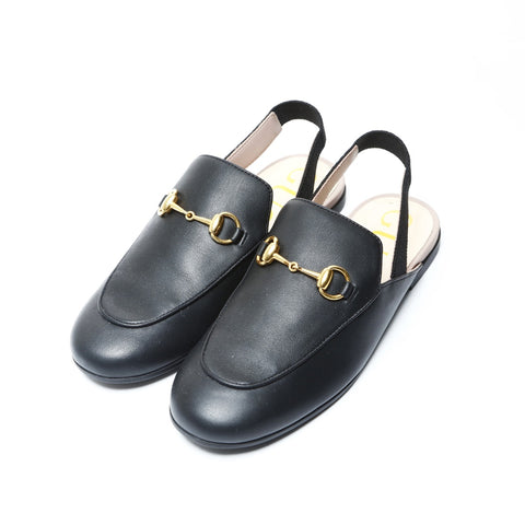 GUCCI Princetown Leather Mule Horsebit Flats, Size 33 (8.1