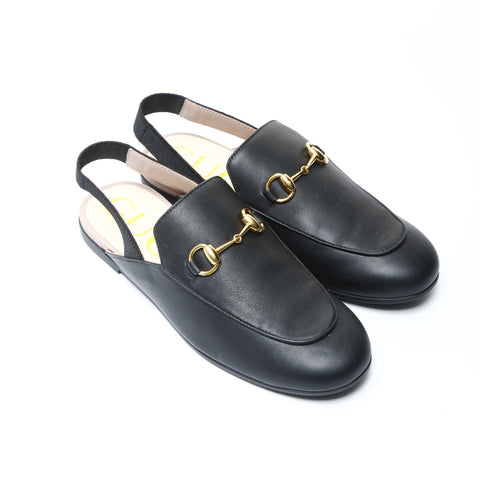 GUCCI Princetown Leather Mule Horsebit Flats, Size 33 (8.1") loafers leather black WS26000