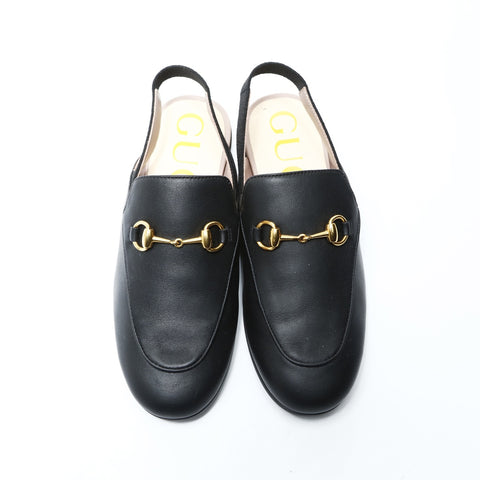 GUCCI Princetown Leather Mule Horsebit Flats, Size 33 (8.1") loafers leather black WS26000