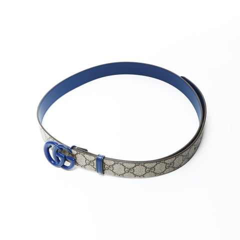 GUCCI Reversible Blue GG Marmont 48 belt beige WS26002