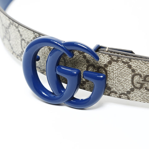 GUCCI Reversible Blue GG Marmont 48 belt beige WS26002
