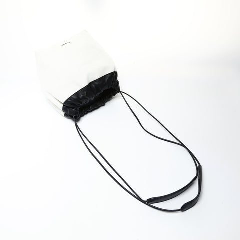 JIL SANDER Drawstring Canvas Shoulder Bag white WS26006